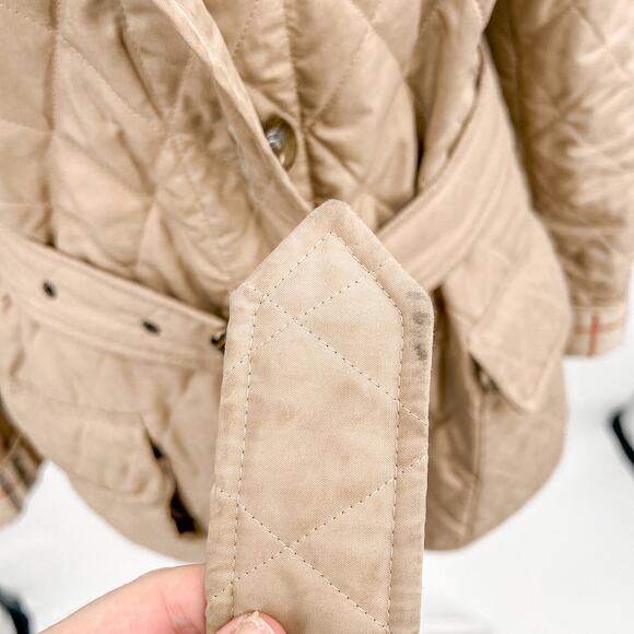 Burberry Quilted Coat Winter Down Finsbridge Plaid Jacket Check Cream M - Picture 10 of 16